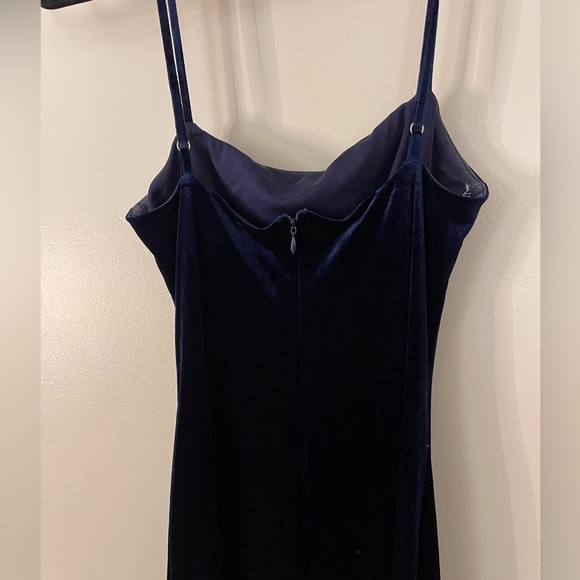 Lulus Alluring Muse Navy Blue Velvet Tiered Trumpet Maxi Dress - Picture 7 of 10